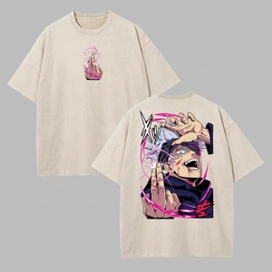 Camiseta de Mezclilla Extra Grande para Hombre con Estampado de Personajes de Anime, Manga Corta, Cuello Redondo, Estilo Urbano, Algodón - Product Image 3