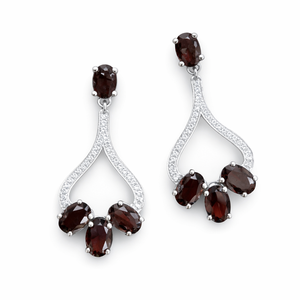 Pendientes de Plata de Ley de Primera Calidad con Baño de Rodio, Diseño Étnico con Engaste de Garra, Cuarzo Ahumado Único y Circonita Cúbica, Joyería para Boda - Product Image 3