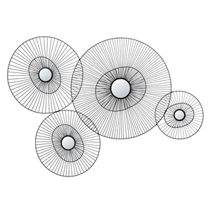 Modern Black Metal Wire <b>Wall</b> Decor Decorative <b>Round</b> <b>Mirror</b> <b>Wall</b> Hanging Artwork Sculpture for Home Hotel Living Room Decor - Product Image 1