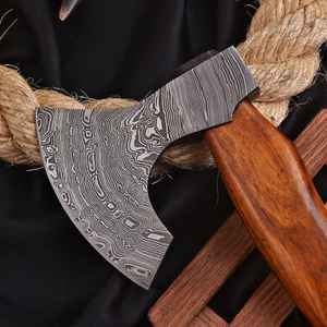 Hache de chasse artisanale en acier Damas, style Viking, qualité industrielle, pour camping et collection, vente en gros - Product Image 3