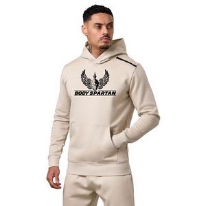 Sudadera con Capucha de Forro Polar Beige para Hombre, Sudadera Informal con Cierre de Cremallera, Manga Larga, Ropa Deportiva de Invierno para Gimnasio - Product Image 1