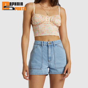 New Arrival Summer Sports Shorts for Women 100% Cotton Breathable Casual Denim Shorts with High Waist Casual Denim Shorts - Product Image 1