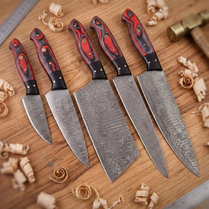 Ensemble de couteaux de chef en acier Damas, collection complète de cuisine professionnelle pour hacher, trancher, couper en dés et préparer les aliments - Product Image 1