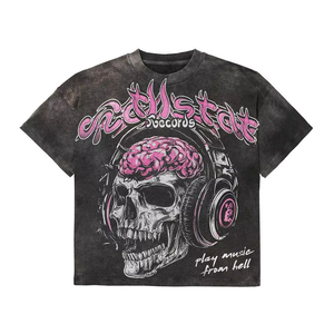 Camisetas de algodón de gran tamaño, holgadas y pesadas, de 300g, con efecto desgastado y estampado DTG en 3D, para verano, estilo streetwear, para hombre. - Product Image 3