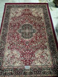 Tapis de sol en soie rouge style persan à motif écossais, écologique, antibactérien, pour salon et chambre, tapis décoratif doux pour la maison - Product Image 3