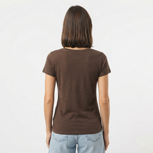 Camiseta de Cuello Redondo para Mujer Hawk Eye, Color Marrón, Manga Corta, Corte Regular, Informal, 100% Algodón Jersey, Transpirable, para Todas las Temporadas - Product Image 3