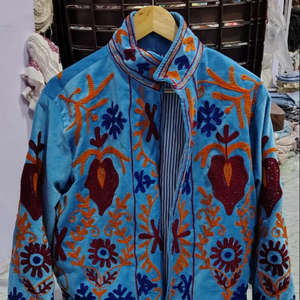 Azure Bloom Sujani Embroidered Jacket - Product Image 1