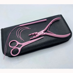 Wholesale Baby Pink Micro-<b>bead</b> Hair <b>Extension</b> Tools Kit Stainless Steel Professional Two Holes Pliers,Clips With Custom Case - Product Image 6