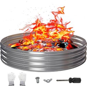 ODM Factory Outdoor Galvanized Steel Fire Pit Grills Portable Camping Planter Raised Garden <b>Bed</b> Foldable <b>Swing</b> Fire Ring Floor - Product Image 4