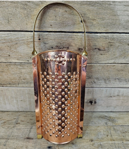 Handcrafted Embossed Copper Match <b>Holder</b> Wall Hanging <b>Fireplace</b> Scuttle Bucket with Brass Handle - Product Image 1