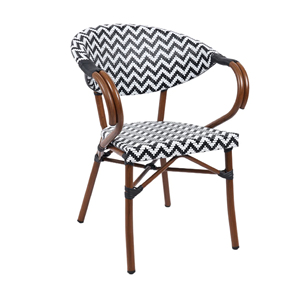 Chaise de jardin en rotin avec structure en aluminium, chaise en rotin tressé, chaise de bistrot parisienne pour café, restaurant - Pragos - Product Image 2