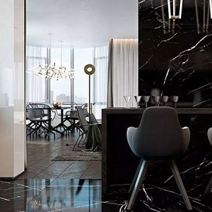Premium Quality Marine Black Marble <b>Stone</b> Smooth Polished Finish for Interior Construction and Luxury Styling Use - Product Image 1