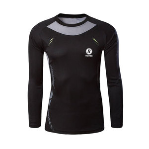 เสื้อแรชการ์ดแขนยาวสำหรับผู้ชาย ผลิตจากโพลีเอสเตอร์ 100% ทนทาน เป็นมิตรกับสิ่งแวดล้อม พร้อมเนื้อผ้ายืดหยุ่น ชุดกีฬาที่ใช้งานได้ยาวนาน - Product Image 1