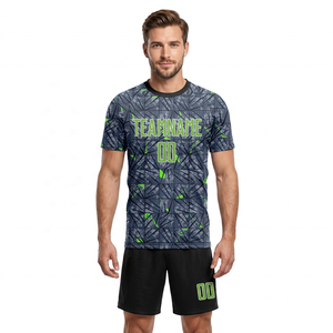 Ensemble de maillots de football sublimés pour hommes, col rond, manches courtes, imprimé géométrique, polyester respirant, nom d'équipe personnalisé 00 All - Product Image 1