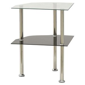 Tavolino Moderno 15x15 in Vetro Temperato Trasparente e Nero - Tavoli Consolle - Product Image 2