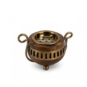 Black Brass Incense <b>Burner</b> with Gold Floral Design Aromatherapy Diffuser <b>for</b> Home Decor - Product Image 6