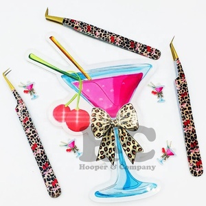 แหนบเคลือบขนตาแบบกระดาษแหนบปลายไฟเบอร์คีมหนีบแก้วเชอร์รี่ตามแบบที่นิยมใช้อย่างยั่งยืน - Product Image 4