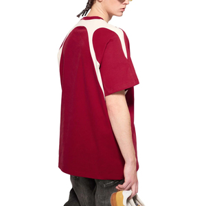เสื้อยืดคอกลมแขนสั้นผ้าฝ้ายทรงหลวมสไตล์อเมริกันแบรนด์ดังสำหรับวัยรุ่น ลวดลายบล็อกสีสันสดใสสำหรับฤดูร้อน ล้างสีแบบแอซิดวอช - Product Image 3