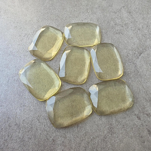 Quality Lemon Quartz Tablet Cut <b>Cushion</b> Shape Calibrated Flat Back Gemstone - Product Image 3