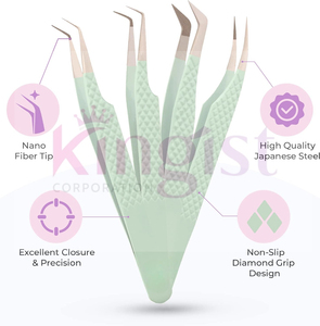 5 Pcs High <b>Precision</b> Stainless Steel Eyelash Tweezers Set Straight Curved Pointed Tip Lash Extension Tweezers Boxed - Product Image 2