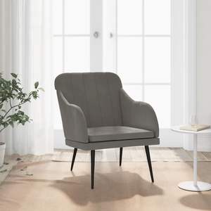 Fauteuil en velours gris foncé 100% polyester pour salon, avec structure en métal et contreplaqué, matériau moyen - Product Image 1