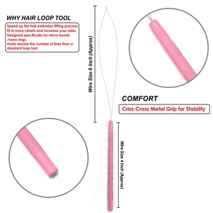 Herramienta de Bucle para Extensiones de Cabello Rosa, Aguja de Acero Inoxidable para Extensiones Profesionales de Micro Anillos y Cuentas - Product Image 3