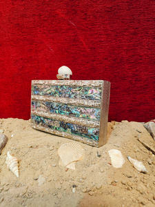 Indian Handcrafted <b>Abalone</b> <b>Shell</b> Mother of Pearl Clutch with Silver Brass Frame Luxury Evening Wedding Party Bag - Product Image 3