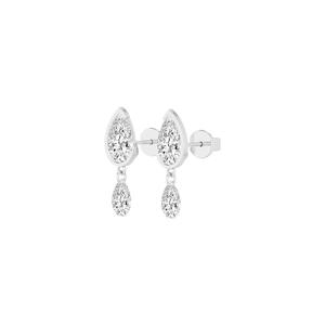 Boucles d'oreilles brillantes en or rose 9 carats avec diamants de laboratoire en forme de poire de 2,95 CTW, bijoux élégants et raffinés pour femmes - Product Image 2