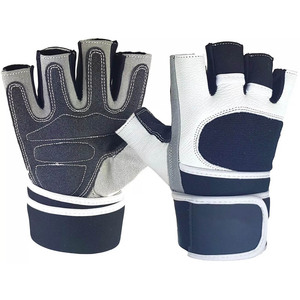 Gants de musculation en cuir de performance Elite avec longs sangles de compression pour les poignets, protections de mains de fitness robustes et avancées - Product Image 2