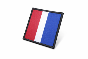 Custom Embroidered DZ Flash Style Uniform <b>Patch</b> Red White Blue with Black Border - Product Image 6
