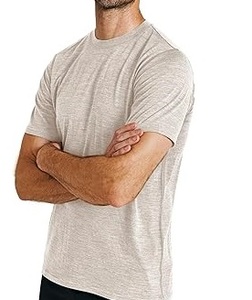 Men's Merino <b>Wool</b> T-Shirt 100% Cotton Knitted <b>Base</b> <b>Layer</b> Soft Wicking Breathable Lightweight Short Sleeve <b>Wool</b> Crew Neck T Shirt - Product Image 3