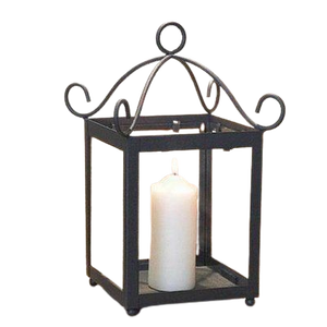 Iron Lantern Candle Holder with <b>White</b> Pillar Candle for Home Decoration - Product Image 1