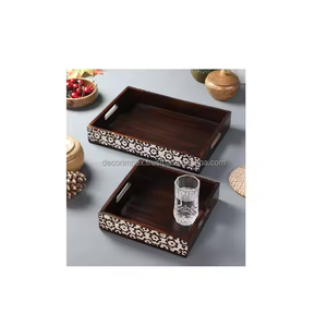 Bandeja de Servir Rectangular Moderna de Madera de Alta Calidad con Diseño Impreso y Hecha a Mano para Sala de Estar, Producto en Oferta - Product Image 3