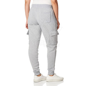 Pantalon de jogging cargo gris en coton pour homme, taille élastique avec cordon de serrage, décontracté, plusieurs poches, léger, coupe droite, hiver, foncé - Product Image 5