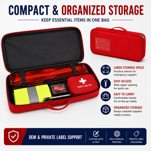 Kit de Herramientas de Emergencia para Automóvil, Portátil, Impermeable, de Nailon, para Asistencia en Carretera, con Suministros de Primeros Auxilios, OEM ODM - Product Image 2