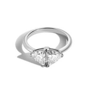 Wholesale 2 Carat 14K Gold Trillion Cut Engagement <b>Rings</b> 3 Prong Set Toi Et Moi <b>Two</b> Lab Grown Diamond Bands Anniversary <b>Ring</b> IGI - Product Image 3