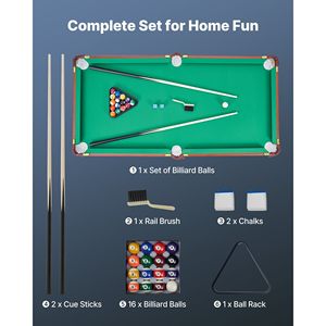 Tavolo da Biliardo Pieghevole Portatile da 4,5 Piedi, Set Salvaspazio per Snooker e Biliardo con Porta Stecche e Palline per Intrattenimento Domestico - Product Image 2