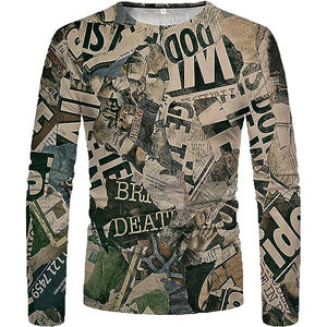 Camiseta de sublimación de alta calidad 100% algodón para hombre, manga larga, corte holgado, estampada, de gran venta. - Product Image 4