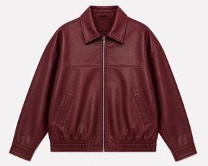 <b>Burgundy</b> <b>Leather</b> <b>Jacket</b> For Women Oversized Vintage <b>Jacket</b> Bomber <b>Jacket</b> For Her Black, Brown - Product Image 1