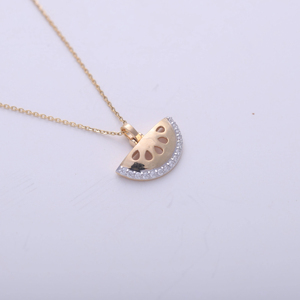Colgante de Plata de Ley 925 Sólida con Diseño de Rodaja de Sandía, Amuleto de Fruta con Pavé, Joyería para Mujer - Product Image 1