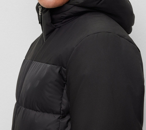 Men's Black Hooded <b>Puffer</b> <b>Jacket</b> Minimalist Warm Quilted Winter Zip Up Casual Coat <b>Cheap</b> Price OEM Custom Fashion Breathable - Product Image 3