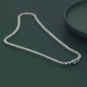 Cadena de tenis de moissanita VVS1 con collar de diamantes de talla redonda para mujer, regalo de boda de plata 925 para novias - Product Image 3
