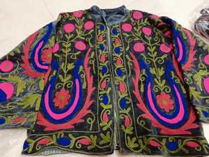 Hand Embroidered Reversible Women's <b>Quilted</b> <b>Jacket</b> Mandarin Collar Floral <b>Pattern</b> Cotton Corduroy Blazer Regular Fit Autumn - Product Image 2