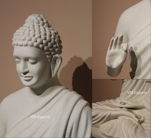 ประติมากรรมพระพุทธรูปทำสมาธิสุดหรูจากเรซินโพลีเอสเตอร์ – รูปปั้นเซนที่สงบสุขสำหรับตกแต่งทางเดินงานแต่งงานและงานทางศาสนา - Product Image 2