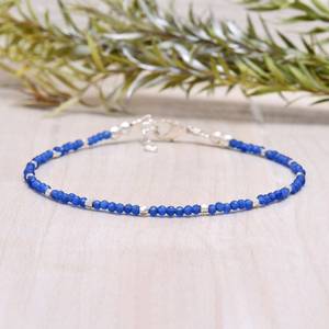 Pulsera Elegante de Plata de Ley 925 con Cuentas de Jade Azul, Hecha a Mano, Regalo para Mujeres y Niñas - Product Image 2