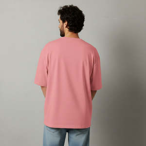 T-shirts formels pour hommes de qualité supérieure en gros, manches courtes, 100 % coton, couleur rose unie, col rond, pour l'été - Product Image 3