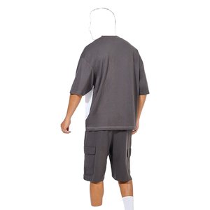 Conjunto de Pantalones Cortos de Waffle para Hombre con Etiqueta Privada Personalizada, Camiseta con Cuello en V, Conjunto de 2 Piezas, Conjunto de Pantalones Cortos de Tela Waffle para Hombre en Oferta, Estilo Minimalista - Product Image 3