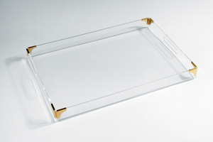 Elegante bandeja judaica acrílica con asas Lucite Bandeja de servicio y exhibición para artículos rituales judíos en diseño contemporáneo - Product Image 5