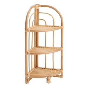 Étagère d'angle en rotin naturel de haute qualité, organisateur d'étagère d'angle en bambou à 3 niveaux, petit support de rangement pour salle de bain - Product Image 2