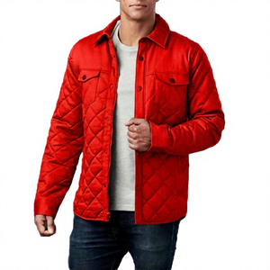 Veste matelassée verte pour homme, coupe-vent, style vêtements de travail, col rabattu, coupe classique, couleur unie, manches longues - Product Image 2